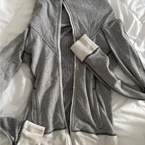Lululemon Gray and White Zip-Up Hoodie